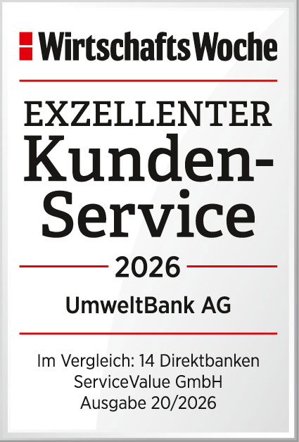 Auszeichnung WiWo exzellenter Kundenservice 2026 der UmweltBank