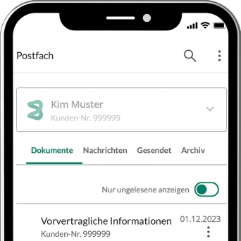 UmweltBanking-App Mockup Postfach
