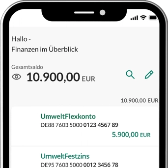 UmweltBanking-App Mockup Kontoübersicht