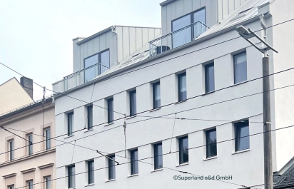 Außenansicht des Immobilienprojekts Superland D114 (Copyright: Superland a&d GmbH)